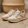Baskets zip beige/orange PU - Confort et résistance 37-41