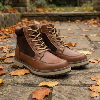 Bottines marron PU microfibre - Confort & résistance