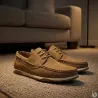 Chaussures bateau homme camel - Tige basse synthétique
