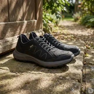 Chaussures basses Ayoka Dick noires en cuir imperméable