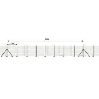 Kit clôture 20m grillage PVC 50x50mm - Hauteur 1,20m