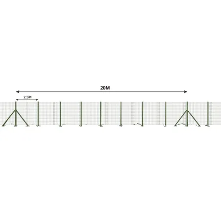 Kit clôture 20m grillage PVC 50x50mm - Hauteur 1,20m
