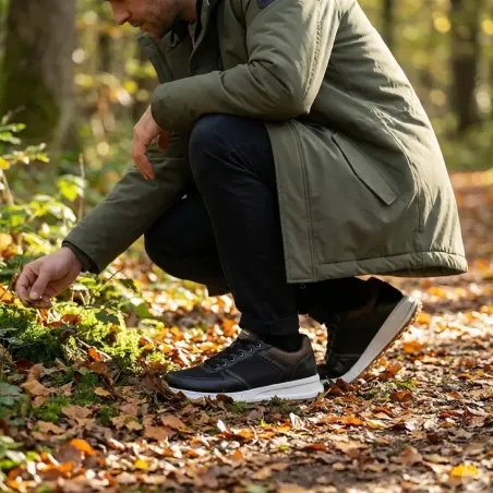 Baskets homme noir/marron synthétique - confort quotidien