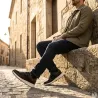 Baskets homme noir/marron synthétique - confort quotidien