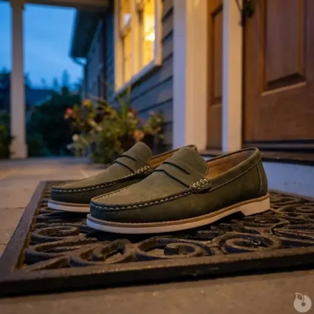 Mocassins homme kaki synthétique - Confort et style