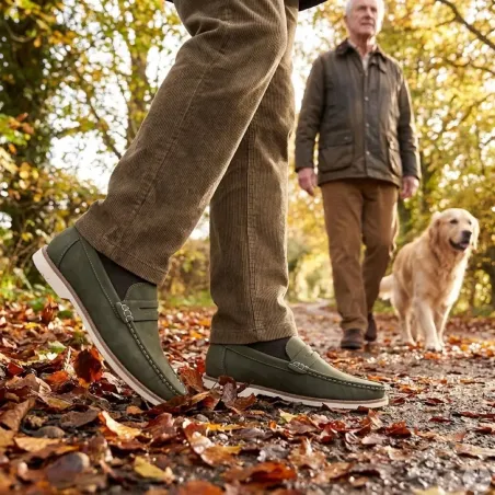 Mocassins homme kaki synthétique - Confort et style