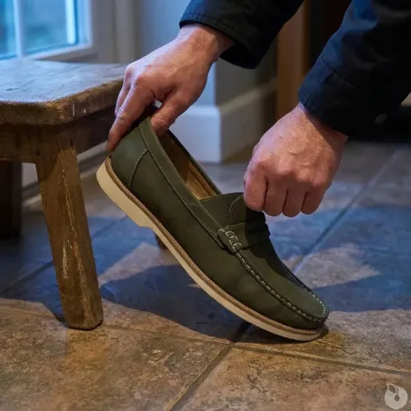 Mocassins homme kaki synthétique - Confort et style