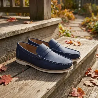 Mocassins homme synthétique bleu marine - confort