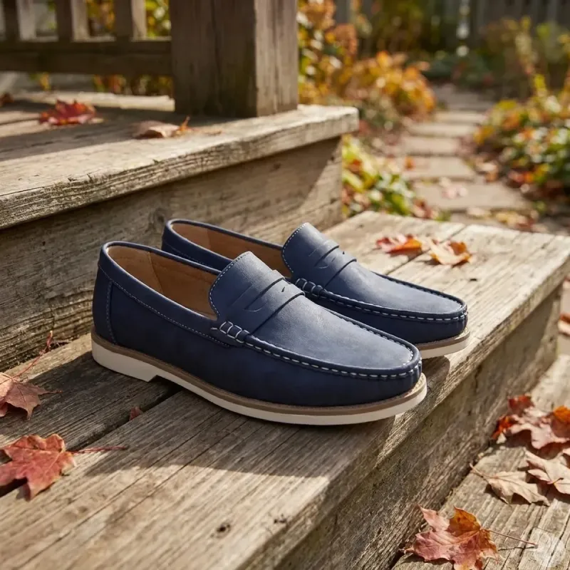Mocassins homme synthétique bleu marine - confort