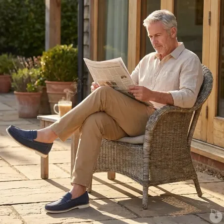 Mocassins homme synthétique bleu marine - confort