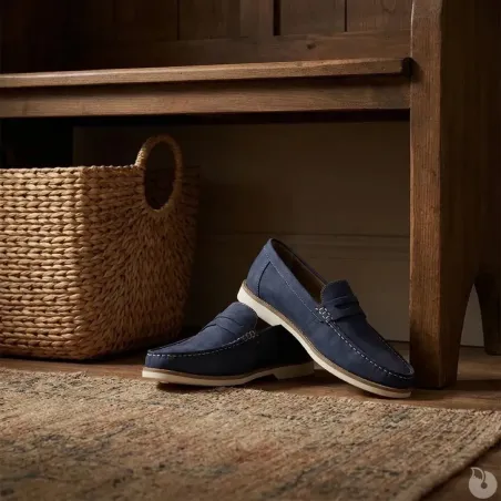 Mocassins homme synthétique bleu marine - confort