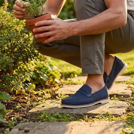 Mocassins homme synthétique bleu marine - confort