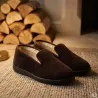 Charentaises laine velours marron semelle PVC 41-46