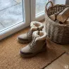 Bottines fourrées taupe effet peau de pêche - Confort hiver