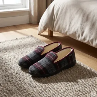 Charentaises Airplum bordeaux - Confort fourré laine Made in France
