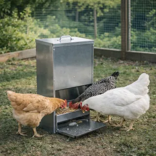 Mangeoire galvanisée anti-nuisibles 12 kg pour volailles