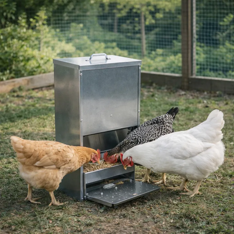Mangeoire galvanisée anti-nuisibles 12 kg pour volailles
