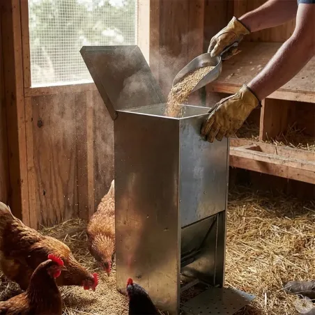 Mangeoire galvanisée anti-nuisibles 12 kg pour volailles