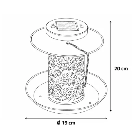 Lanterne solaire mangeoire 2-en-1 Ø19x20cm bronze