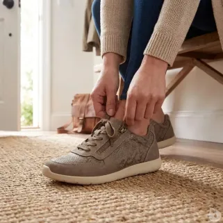 Baskets outdoor beige lacets + zip latéral 37-41