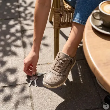 Baskets outdoor beige lacets + zip latéral 37-41
