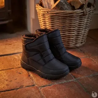 Bottines fourrées femme noires à scratch 36-41