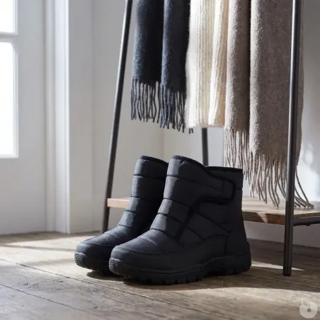 Bottines fourrées femme noires à scratch 36-41