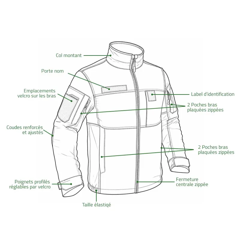 Veste Fighter 8 poches camo - XS à 3XL - Élevage & Jardin