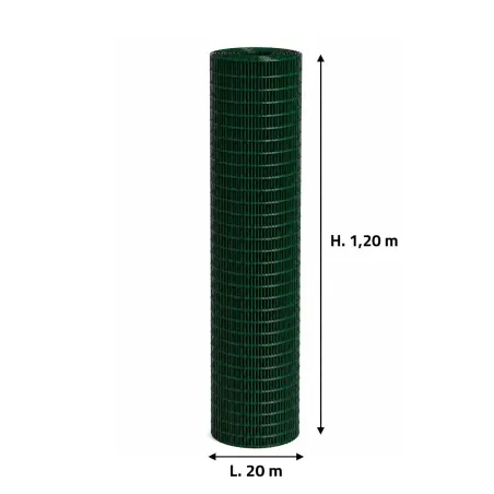 Grillage PVC vert 1,20m x 20m - Maille 5x5cm Ø3mm