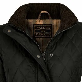 Gilet Haxby Walker & Hawkes vert coton ciré femme