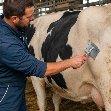 Étrille zinguée rectangulaire pour le soin des bovins