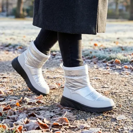 Bottines fourrées femme gris argent - Taille 36 à 41