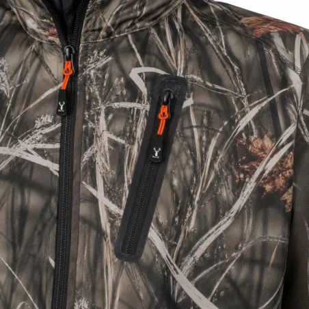 Blouson chasse softshell camo kaki 4 poches S-3XL