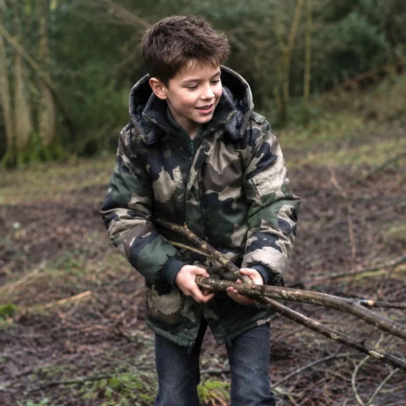 Parka enfant matelassée camo 6-16 ans 4 poches déperlante