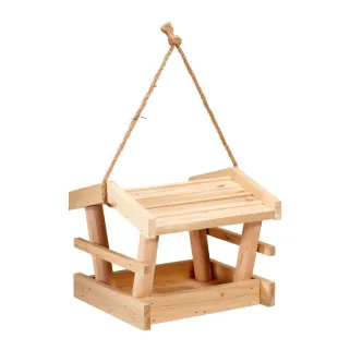 Mangeoire suspendue en bois pour oiseaux du jardin