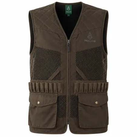 Gilet de chasse Treeland marron 20 cartouchières déperlant