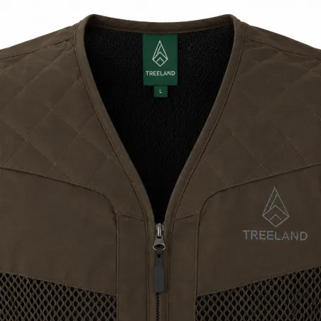 Gilet de chasse Treeland marron 20 cartouchières déperlant