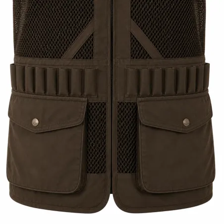 Gilet de chasse Treeland marron 20 cartouchières déperlant
