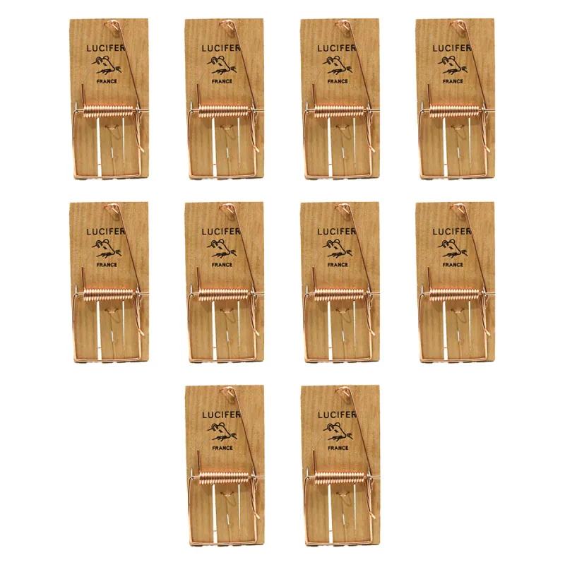 Lot de 10 tapettes à rats en bois 170x75 mm