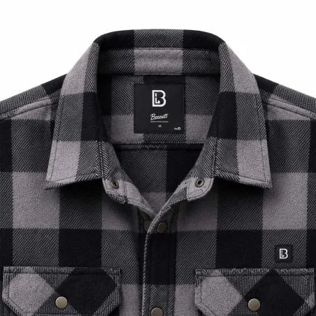 Chemise polaire homme Jeff Brandit® - Gris/noir manches longues