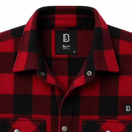 Chemise polaire Jeff Brandit® rouge/noire - Homme manches longues