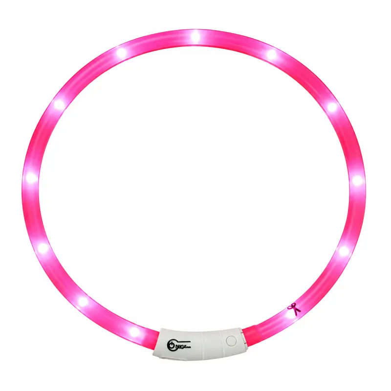 Collier LED rose réglable 20-70 cm - Visible à 500m