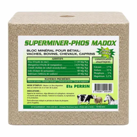 Bloc superminéraux PERRIN MADOX - 10 kg pour bétail