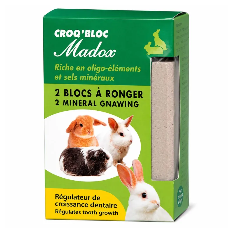Lot de 2 blocs minéraux Croq'bloc pour rongeurs 200 g
