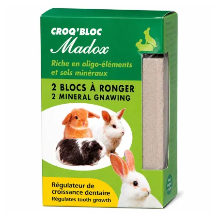 Lot de 2 blocs minéraux Croq'bloc pour rongeurs 200 g