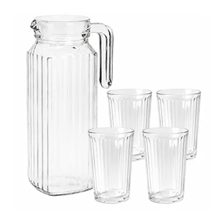 Set carafe 1,1L + 4 verres 200ml en verre élégant