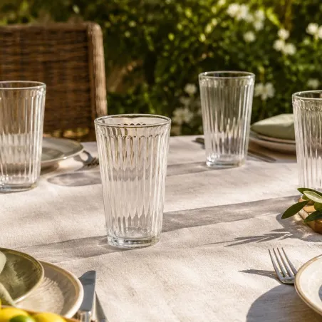 Set carafe 1,1L + 4 verres 200ml en verre élégant