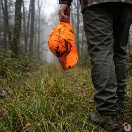 Casquette camo orange fluo - Confort & visibilité chasse