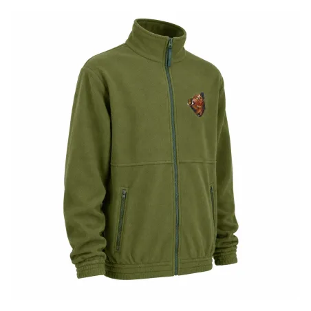 Blouson polaire kaki brodé sanglier - M à 3XL