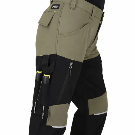 Pack 2 pantalons travail extensibles 4 sens kaki/noir
